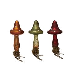 Clip On Mercury Glass Mushroom Ornaments Set of 3
