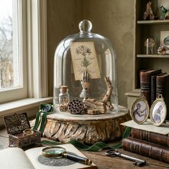 Cloche and Pedestal Set of 2 Large