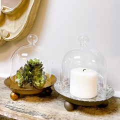 Cloche Candle Holder with Footed Metal Plate
