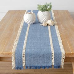 Coastal Blue Fringed Table Runner