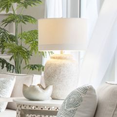 Coastal Ceramic Table Lamp With Drum Shade