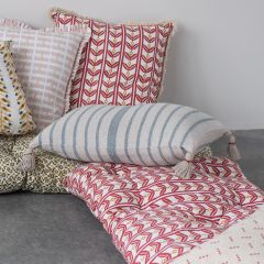 Coastal Charm Stripe Cotton Throw Pillow With Tassels