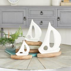 Coastal Chic Sailboat Sculptures Set of 3