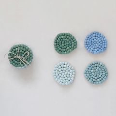 Coastal Classics Felt Ball Coaster Set of 4