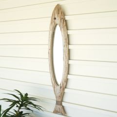 Coastal Cottage Carved Wood Fish Mirror