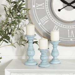 Coastal Living Mango Wood Candle Holder Set of 3