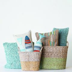 Color Dipped Oval Rattan Basket Set of 5