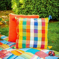 Color Pop Picnic Plaid Throw Pillow