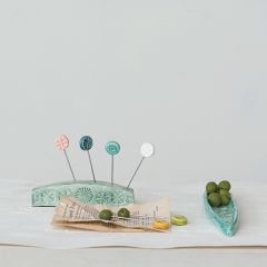 Colored Stoneware 8 Piece Appetizer Serving Set