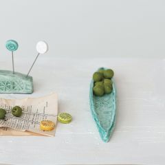 Painted Stoneware Olive Boat