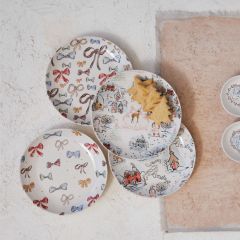 Colorful Holiday Pattern Plate Set of 4
