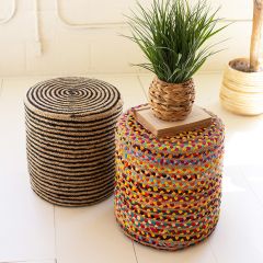 Colorful Round Kantha Pouf