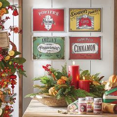 Colorful Spices Embossed Metal Wall Sign Set of 4