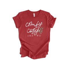 Comfy Cozy Are We Heather Canvas Red Tee