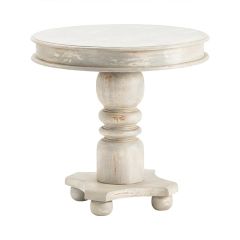 Contemporary Coastal Distressed Round Accent Table