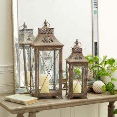 Contemporary Farmhouse Candle Lantern Set of 2