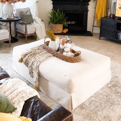 Contemporary Skirted Ottoman Neutral