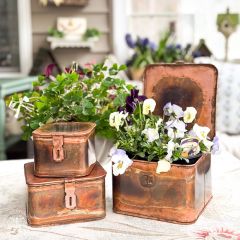 Copper Finish Decorative Metal Boxes Set of 3