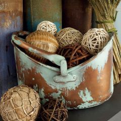 Copper Finish Flower Bucket Planters Set of 3