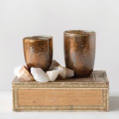 Copper Finish Glass Tealight Holder