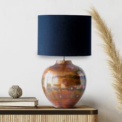 Copper Finish Lamp With Fabric Shade