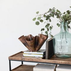 Copper Finish Ruffled Metal Bowl