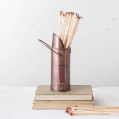 Copper Finished Matchbox Holder With Matches