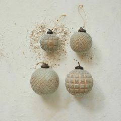 Copper Frost Recycled Glass 4 Inch Ball Ornament Set of 2