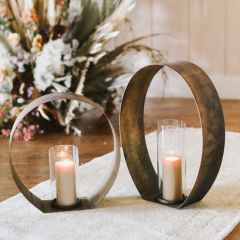 Copper Metal and Glass Candle Holder