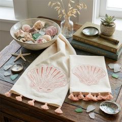 Coral Cove Seashell Tea Towels Set of 2
