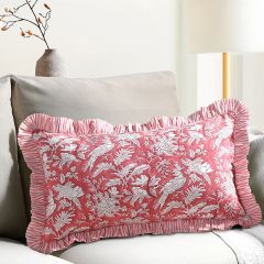 Coral Pink Ruffle Throw Pillow Cover