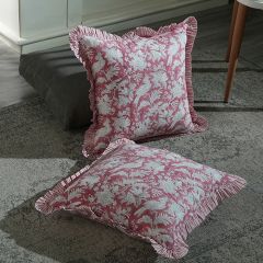 Coral Pink Ruffle Throw Pillow Cover Set of 2
