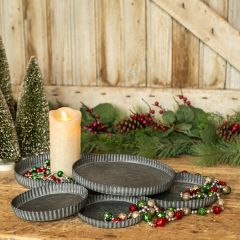 Corrugated Metal Round Display Trays Set of 5