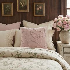 Cottage Cabbage Rose Pink Velvet Accent Pillow