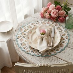 Cottage Cabbage Rose Round Placemat