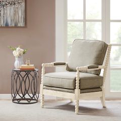 Cottage Farmhouse Grey Accent Armchair