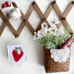 Cottage Farmhouse Hanging Fabric Strawberry Flag