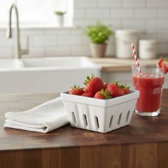 Cottage Farmhouse Stoneware Berry Basket