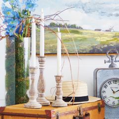 Cottage Farmhouse Taper Candle Holder Set of 3