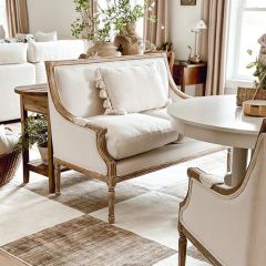 Cottage Farmhouse Upholstered Settee
