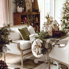 Cottage Farmhouse Upholstered Settee