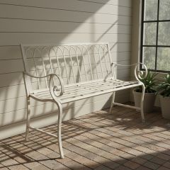 Cottage Garden Aged Metal Bench 