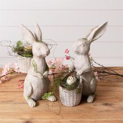 Cottage Garden Bunny With Basket Set of 2