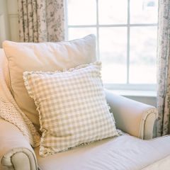 Cottage Gingham Throw Pillow With Fringe