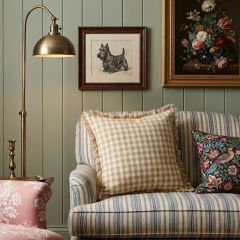 Cottage Gingham Throw Pillow With Fringe