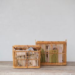 Cottage Grove Lidded Rattan Baskets Set of 2