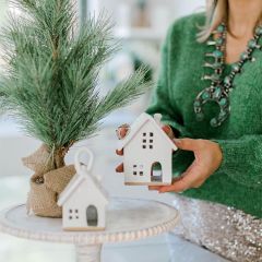 Cottage House Tealight Holder Set of 2