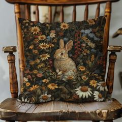 Cottagecore Floral Rabbit Pillow Cover 18x18