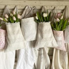 Cotton and Antique Lace Hanging Pocket