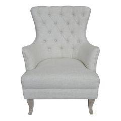 Cotton Boll Tufted Wing Back Chair